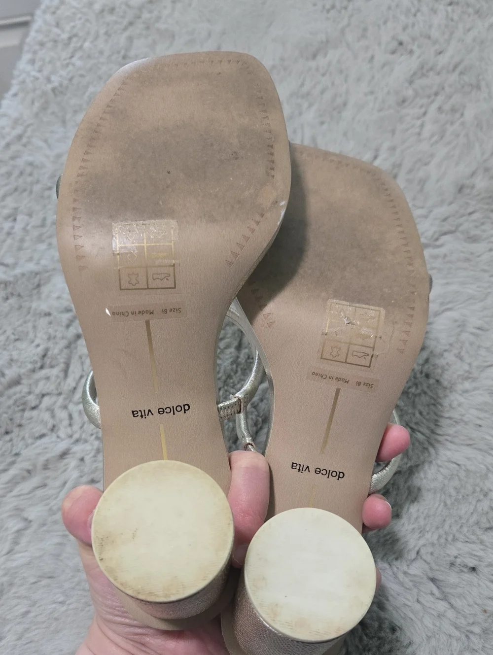 Dolce Vita Noles Heeled block Sandals in gold metallic leather size 8.5